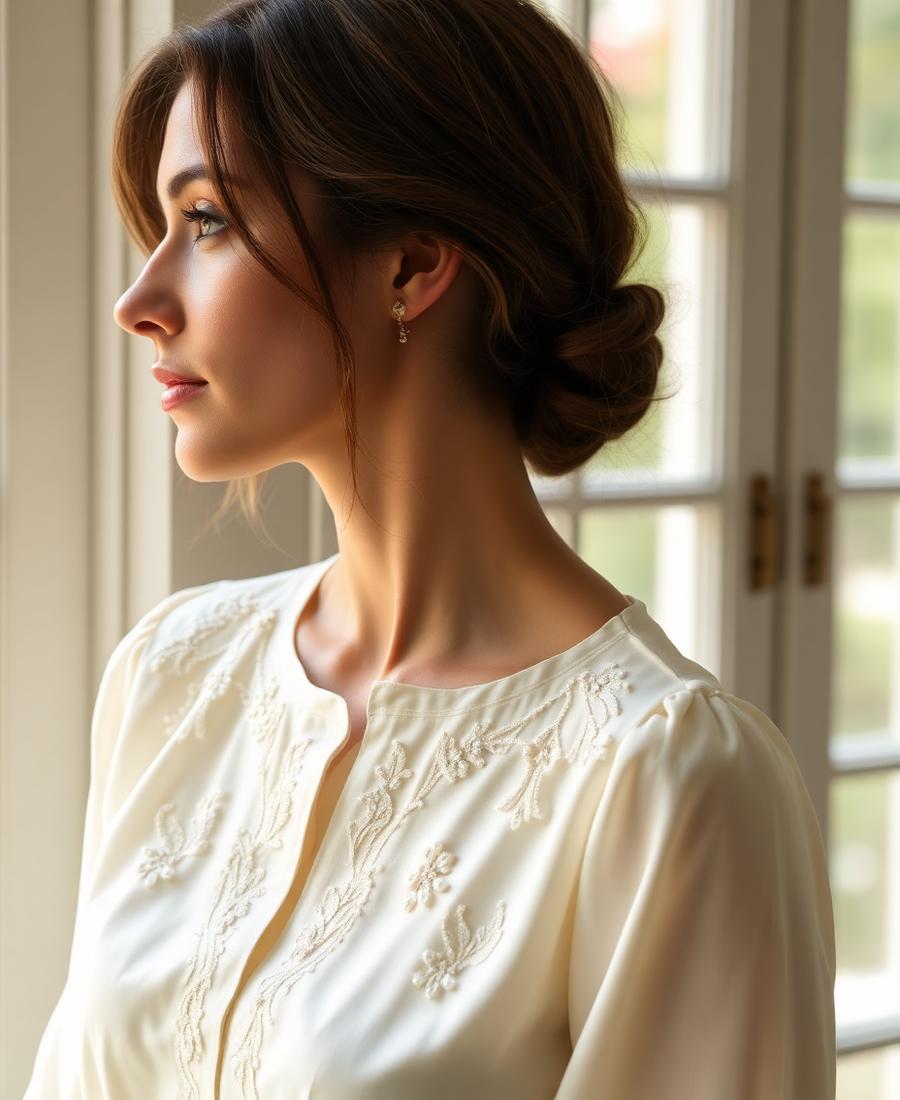 Ivory Pearl Silk Blouse